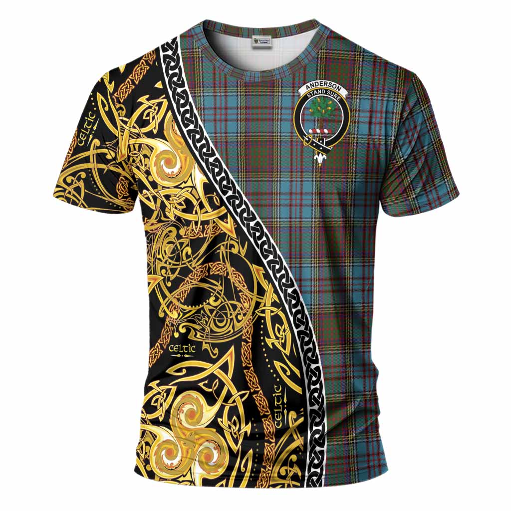 Anderson Tartan Crest T-Shirt Celtic Knot and Triple Trickle Spiral Symbols