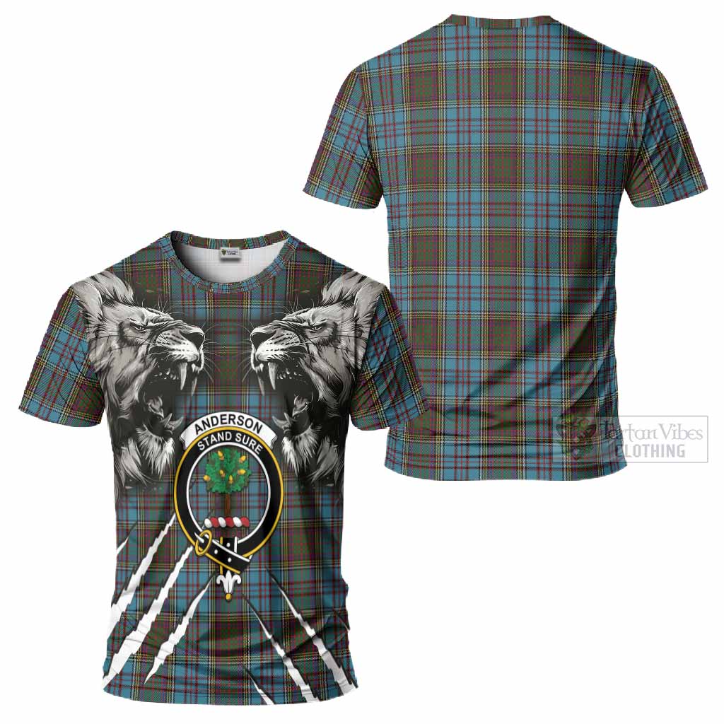 Anderson Tartan Crest T-Shirt Ferocious Lion Style