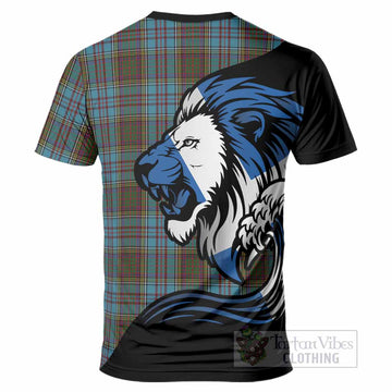 Anderson Tartan Crest T-Shirt Scottish Golden Lions Wave Flow