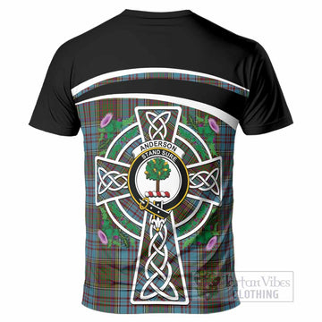 Anderson Tartan Crest T-Shirt Scottish Thistle Celtic Cross Alba Gu Brath