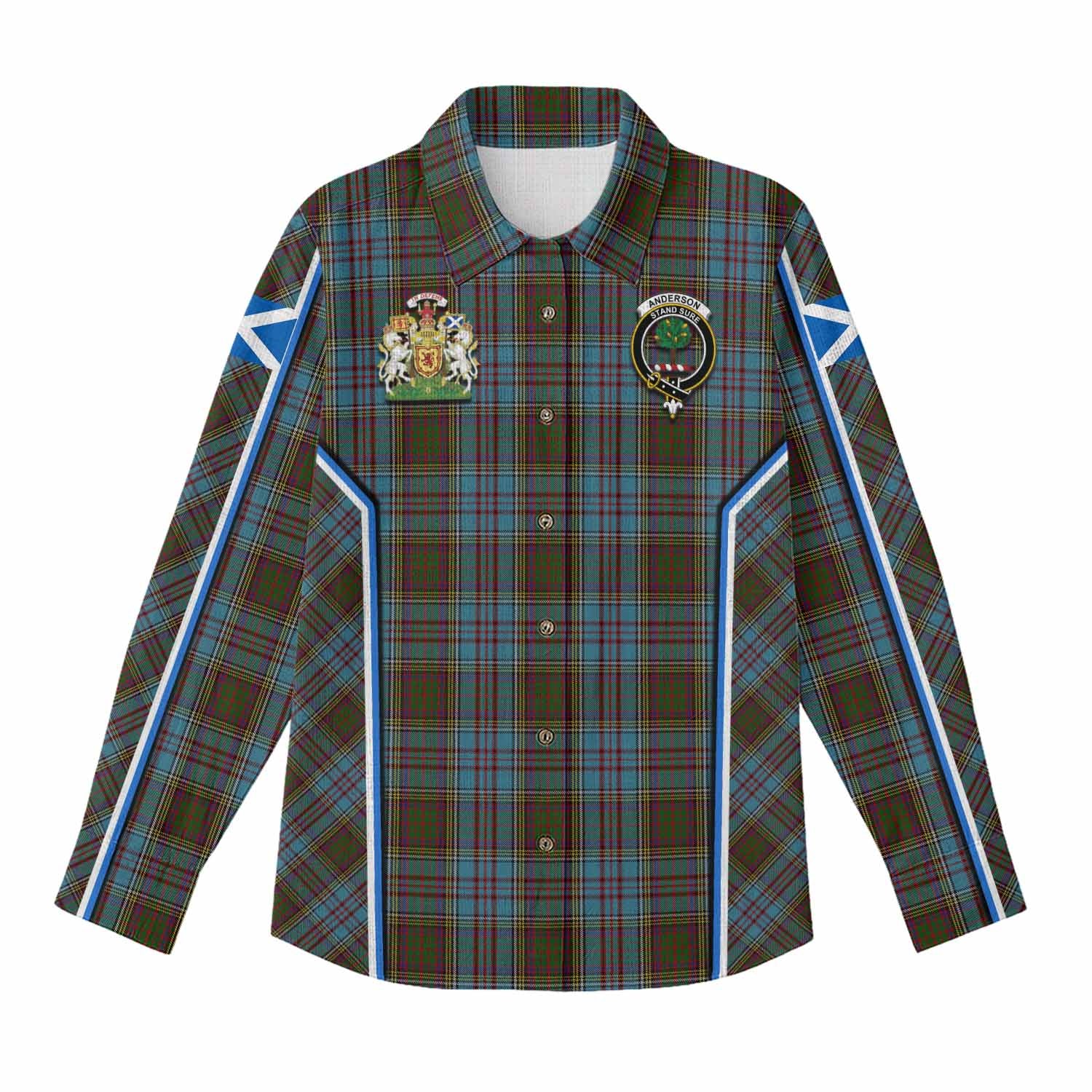 Anderson Tartan Crest Women Casual Shirt Scotland Coat of Arm Flag Style - Tartan Vibes Clothing
