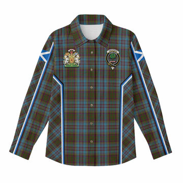 Anderson Tartan Crest Women Casual Shirt Scotland Coat of Arm Flag Style