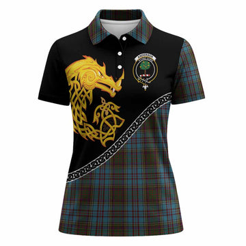 Anderson Tartan Crest Women Polo Shirt Legendary Dragon Knot Half Style