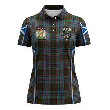 Anderson Tartan Crest Women's Polo Shirt Scotland Coat of Arm Flag Style