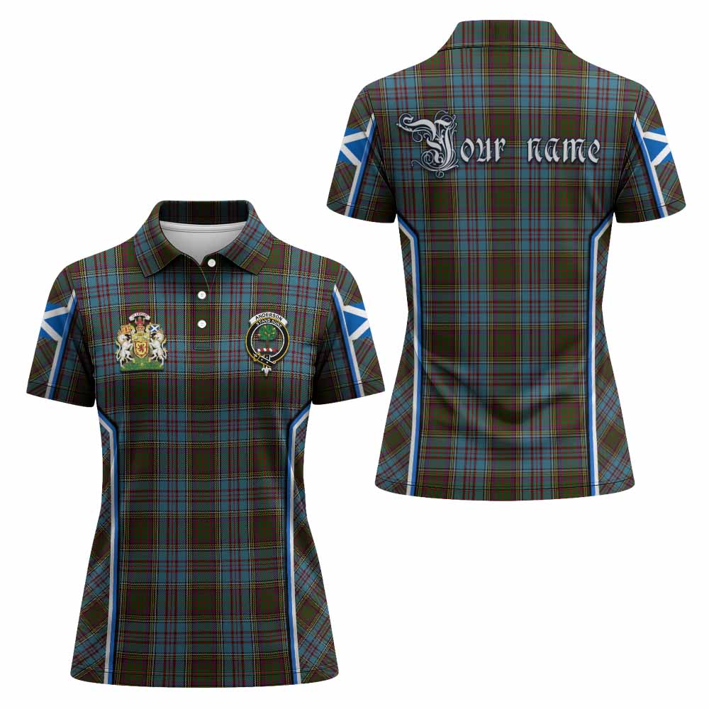 Anderson Tartan Crest Women's Polo Shirt Scotland Coat of Arm Flag Style - Tartan Vibes Clothing