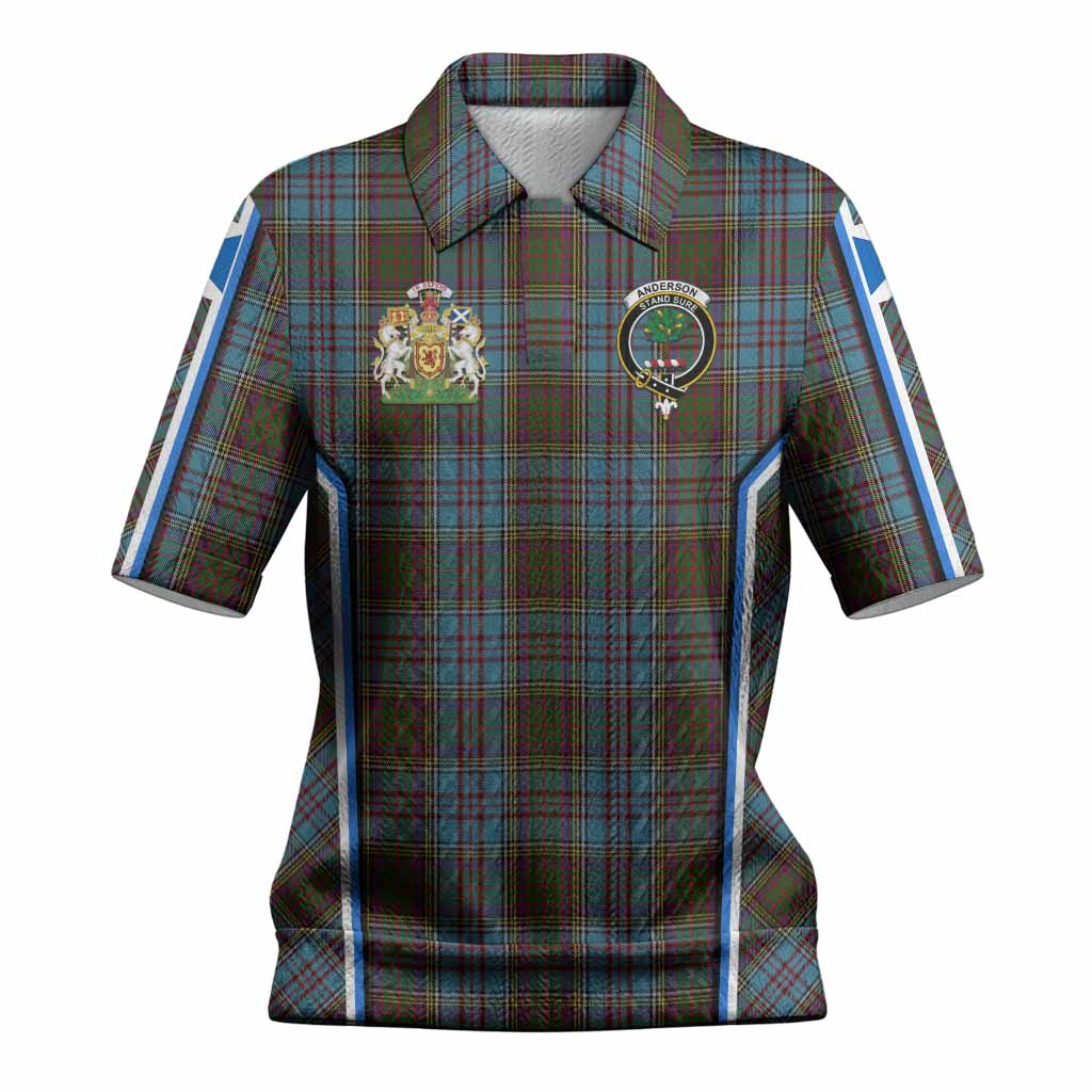 Anderson Tartan Crest Women’s Polo Sweater Top Scotland Coat of Arm Flag Style