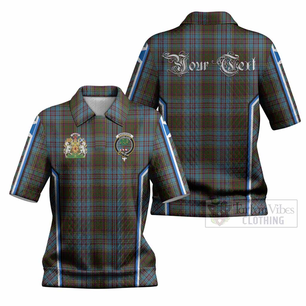 Anderson Tartan Crest Women’s Polo Sweater Top Scotland Coat of Arm Flag Style