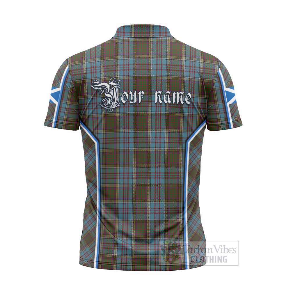 Anderson Tartan Crest Zipper Polo Shirt Scotland Coat of Arm Flag Style - Tartan Vibes Clothing