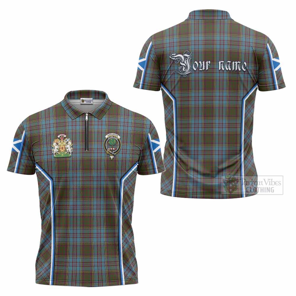 Anderson Tartan Crest Zipper Polo Shirt Scotland Coat of Arm Flag Style - Tartan Vibes Clothing