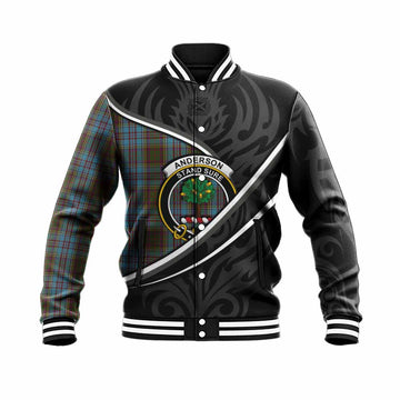 Anderson Tartan Family Crest Baseball Jacket Celtic Scottish Thistle Floral