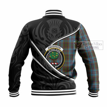Anderson Tartan Family Crest Baseball Jacket Celtic Scottish Thistle Floral