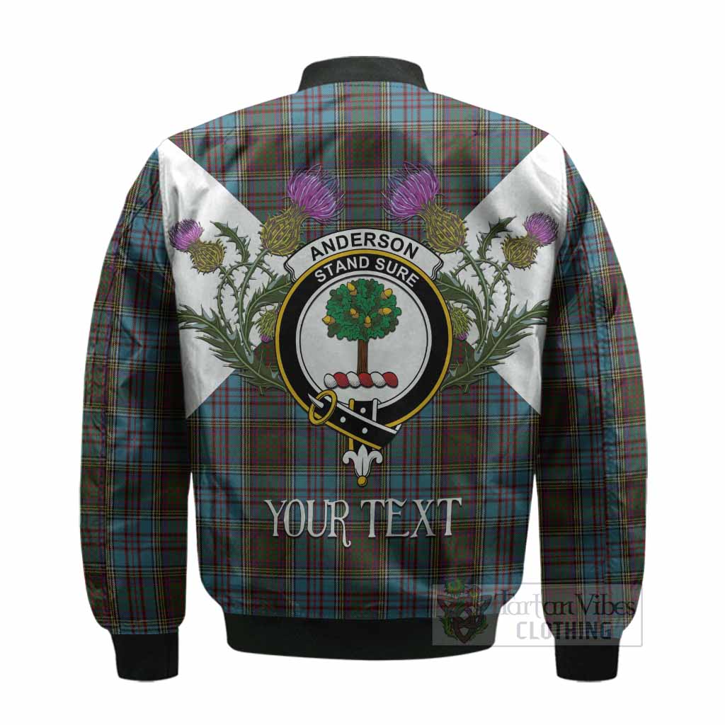 Anderson Tartan Family Crest Bomber Jacket Scottish Burns Night Thistle Floral