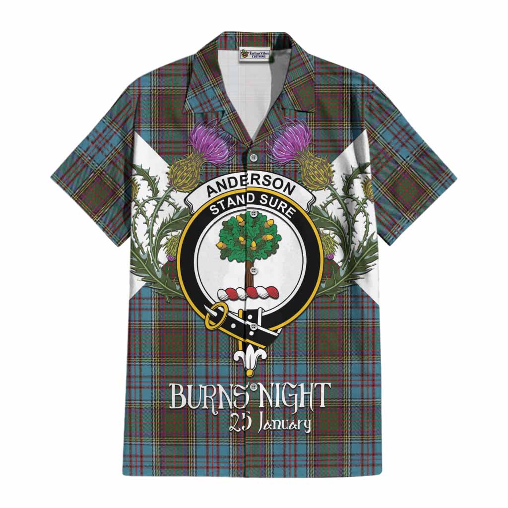 Anderson Tartan Family Crest Cotton Hawaiian Shirt Scottish Burns Night Thistle Floral