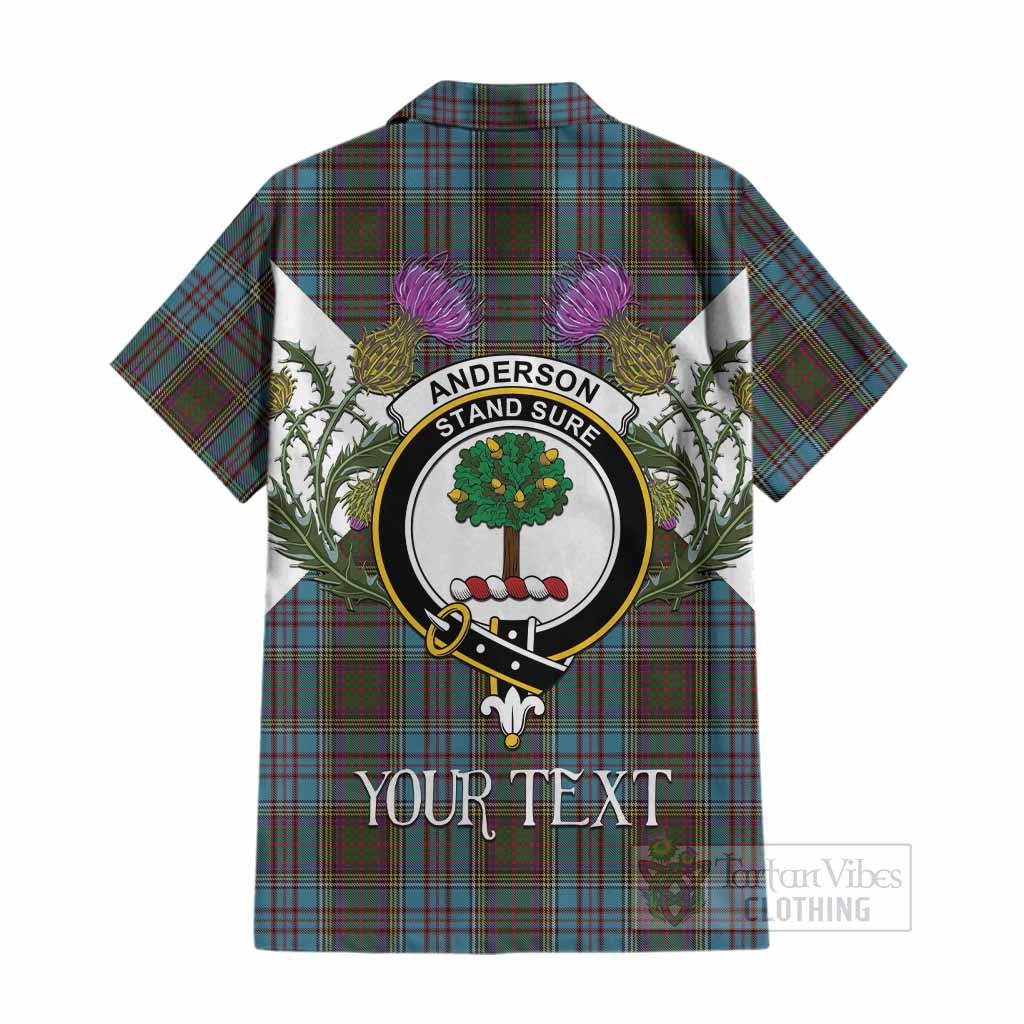 Anderson Tartan Family Crest Cotton Hawaiian Shirt Scottish Burns Night Thistle Floral