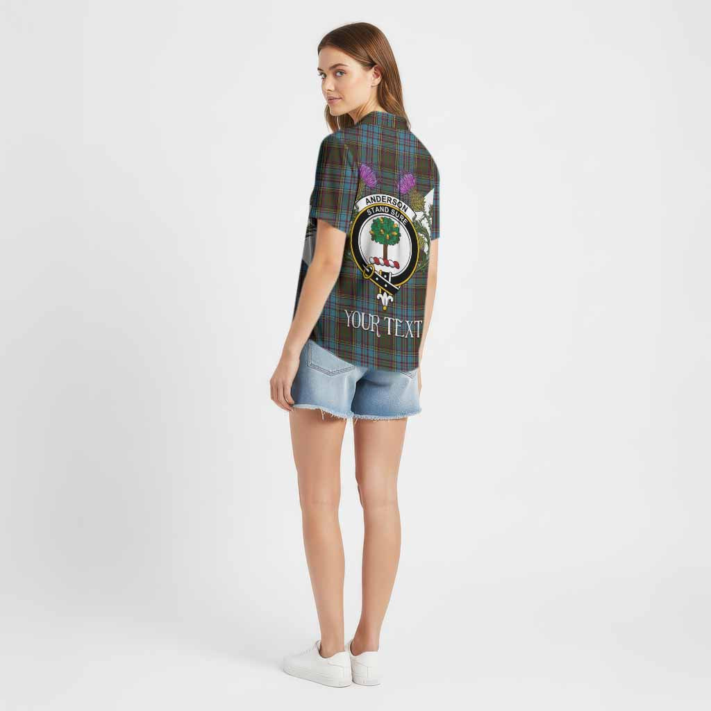 Anderson Tartan Family Crest Cotton Hawaiian Shirt Scottish Burns Night Thistle Floral