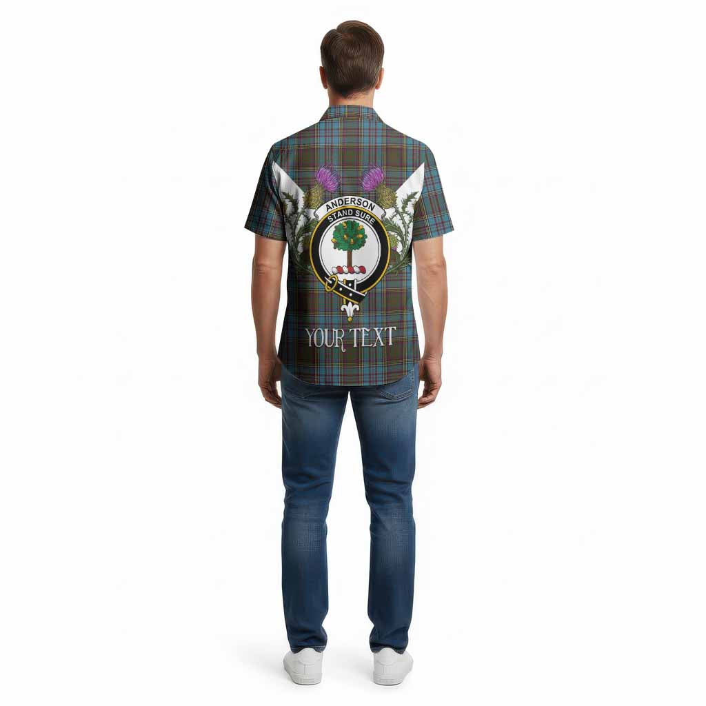 Anderson Tartan Family Crest Cotton Hawaiian Shirt Scottish Burns Night Thistle Floral