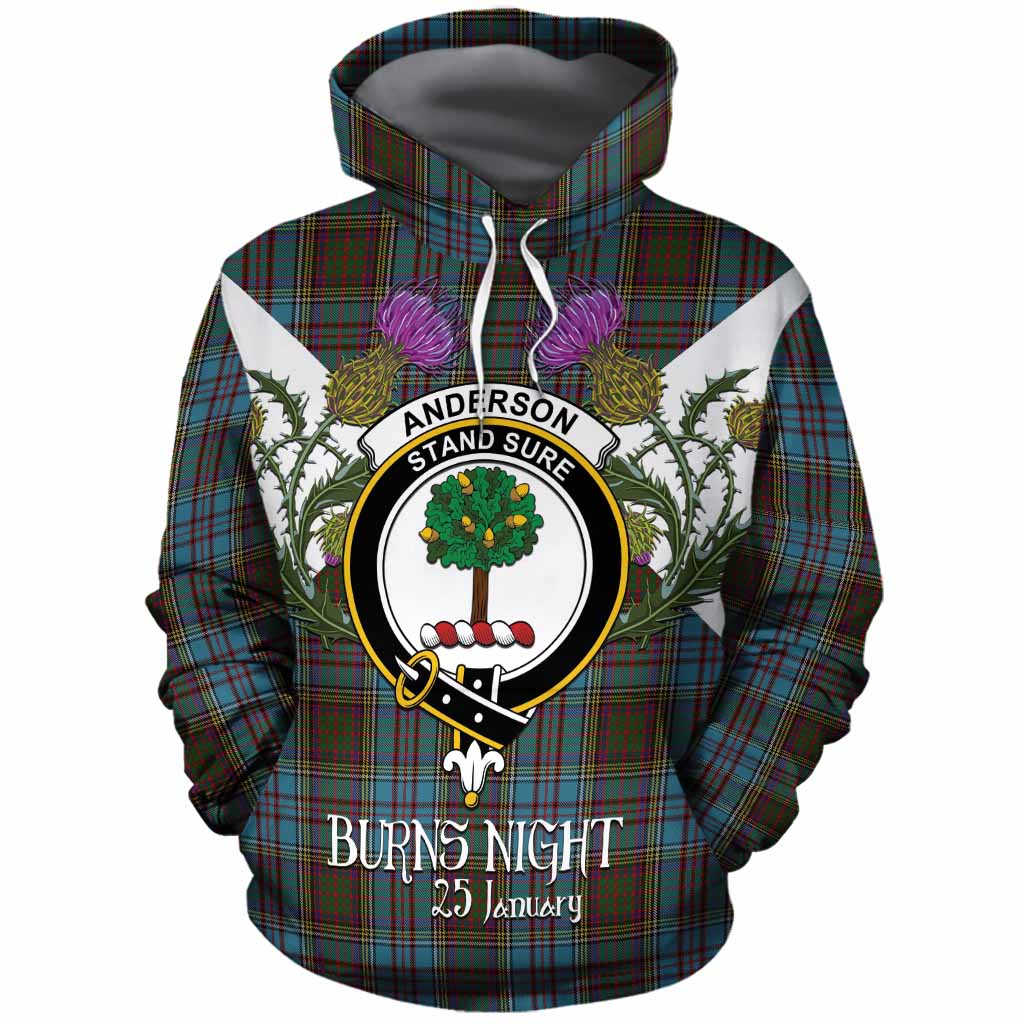 Anderson Tartan Family Crest Cotton Hoodie Scottish Burns Night Thistle Floral