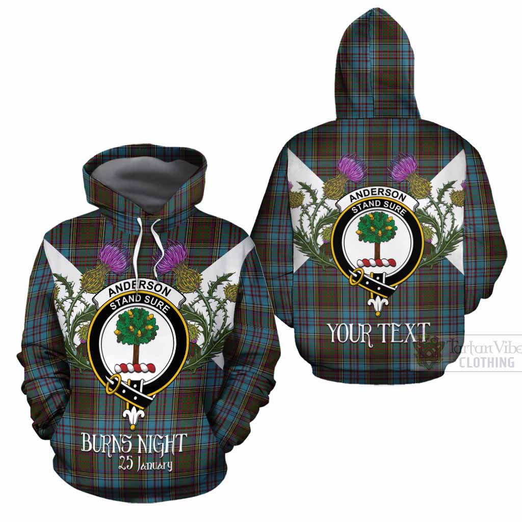 Anderson Tartan Family Crest Cotton Hoodie Scottish Burns Night Thistle Floral