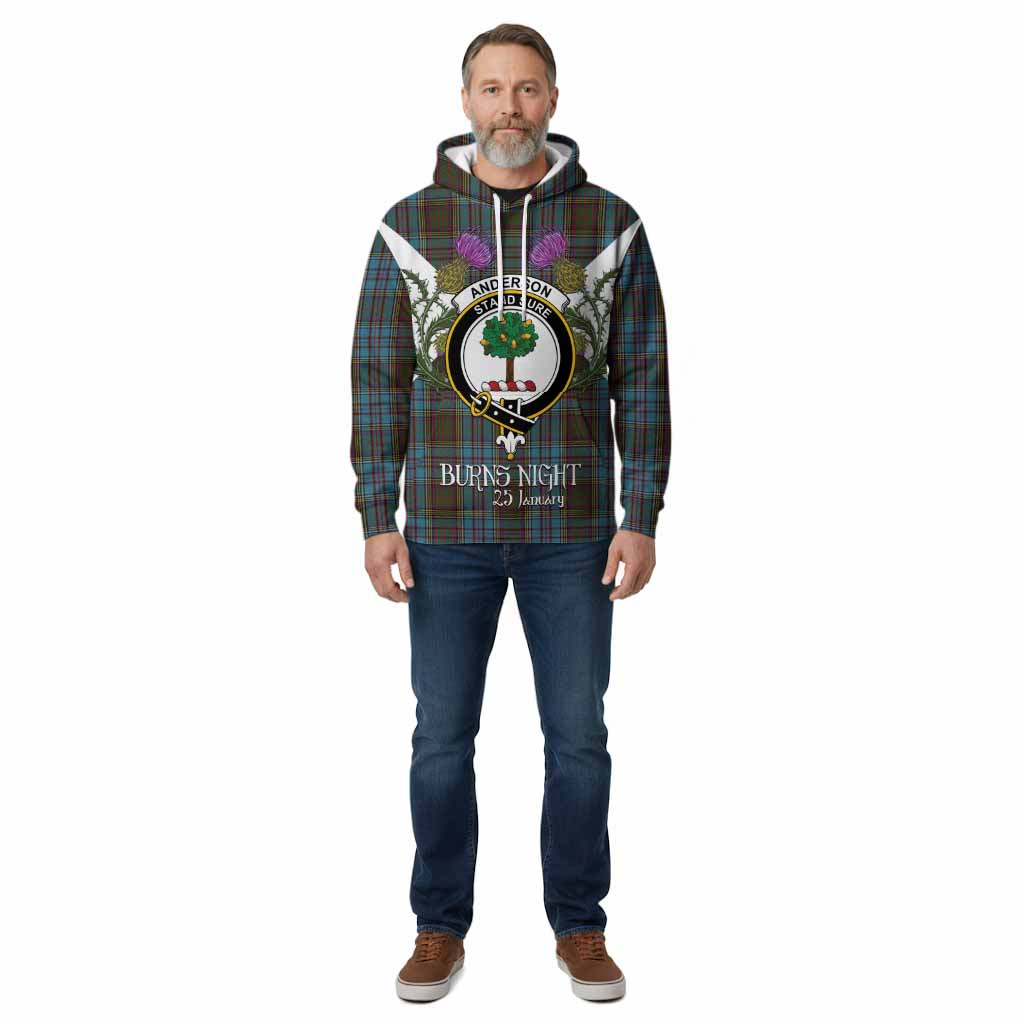 Anderson Tartan Family Crest Cotton Hoodie Scottish Burns Night Thistle Floral
