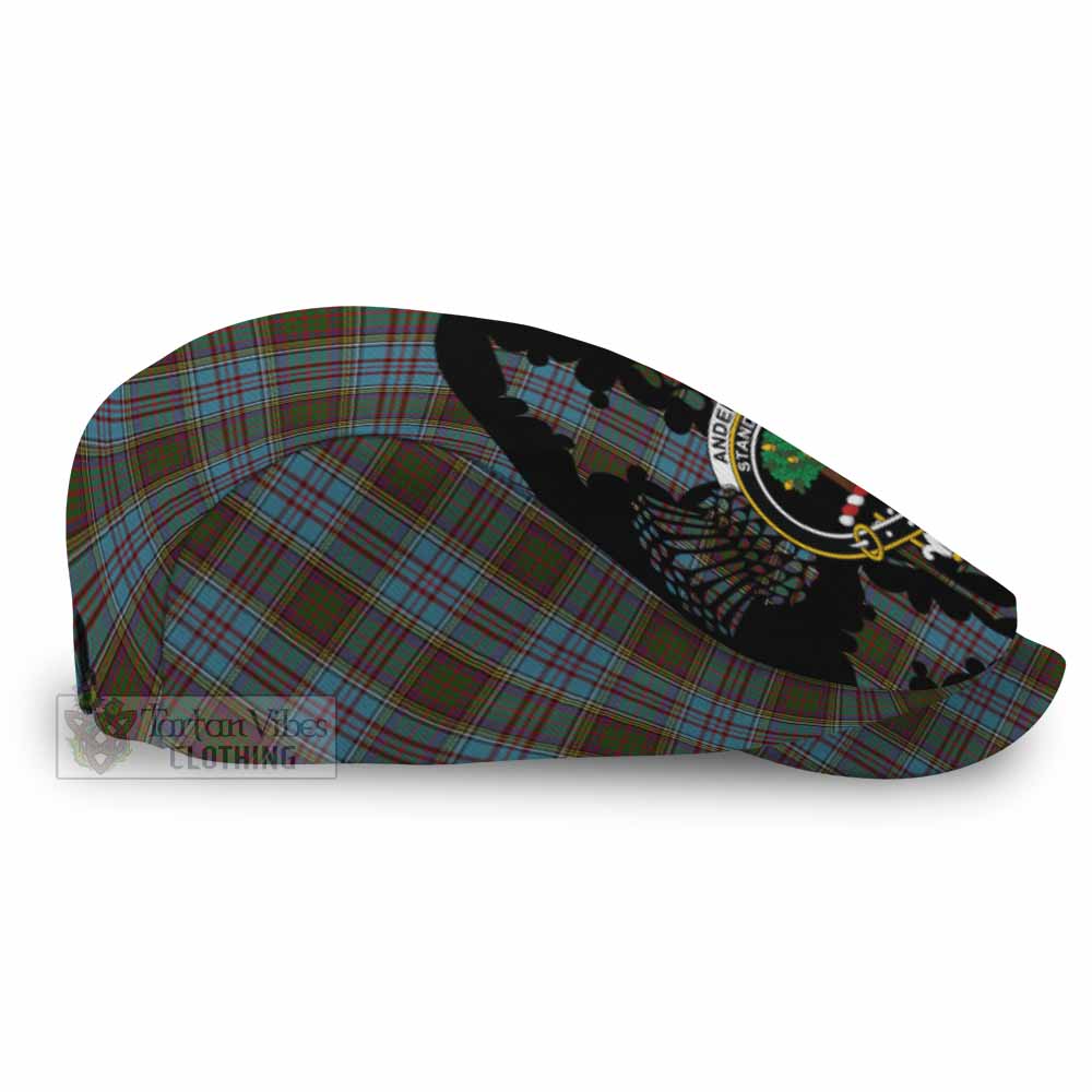 Anderson Tartan Family Crest Flat Cap, Jeff Cap Scotland Thistle Floral