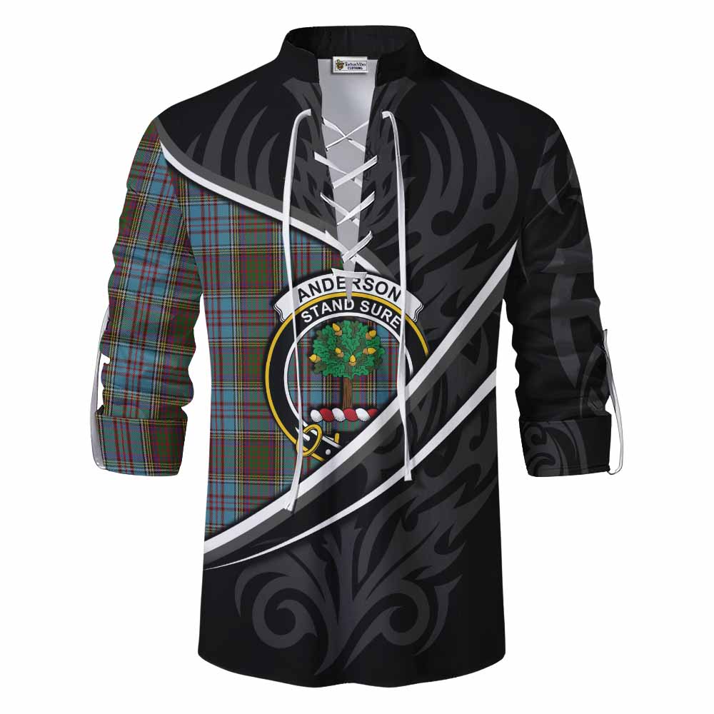 Anderson Tartan Family Crest Ghillie Kilt Shirt Celtic Scottish Thistle Floral - Tartan Vibes Clothing