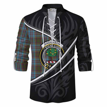 Anderson Tartan Family Crest Ghillie Kilt Shirt Celtic Scottish Thistle Floral