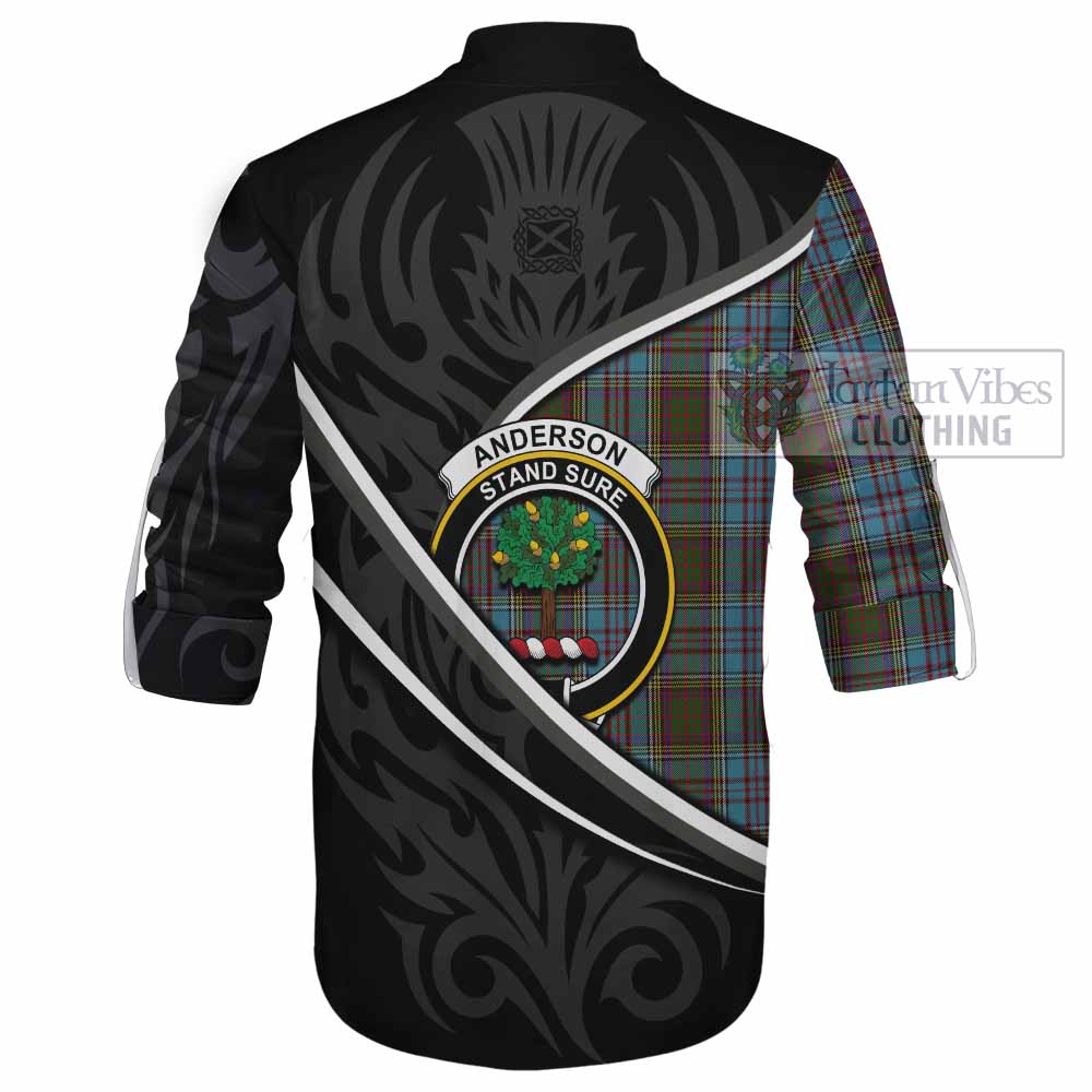 Anderson Tartan Family Crest Ghillie Kilt Shirt Celtic Scottish Thistle Floral - Tartan Vibes Clothing