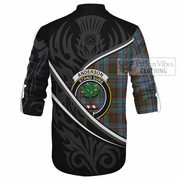 Anderson Tartan Family Crest Ghillie Kilt Shirt Celtic Scottish Thistle Floral
