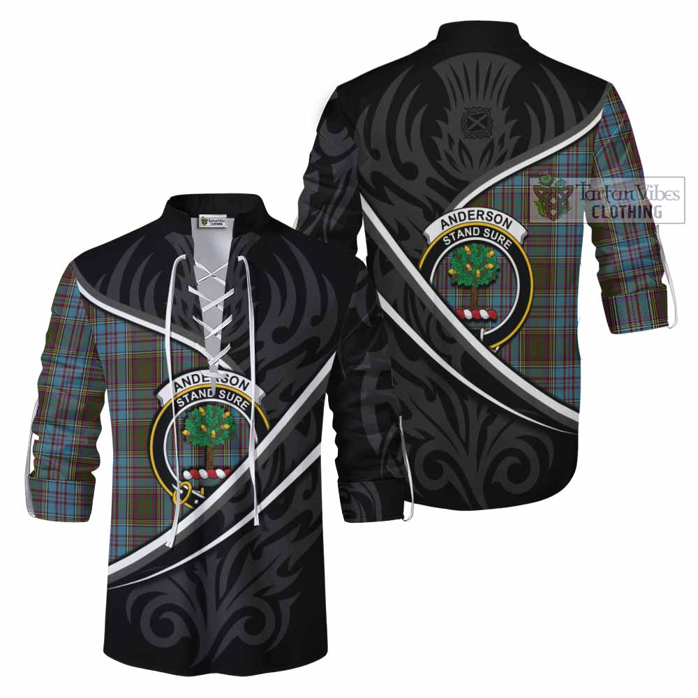 Anderson Tartan Family Crest Ghillie Kilt Shirt Celtic Scottish Thistle Floral - Tartan Vibes Clothing
