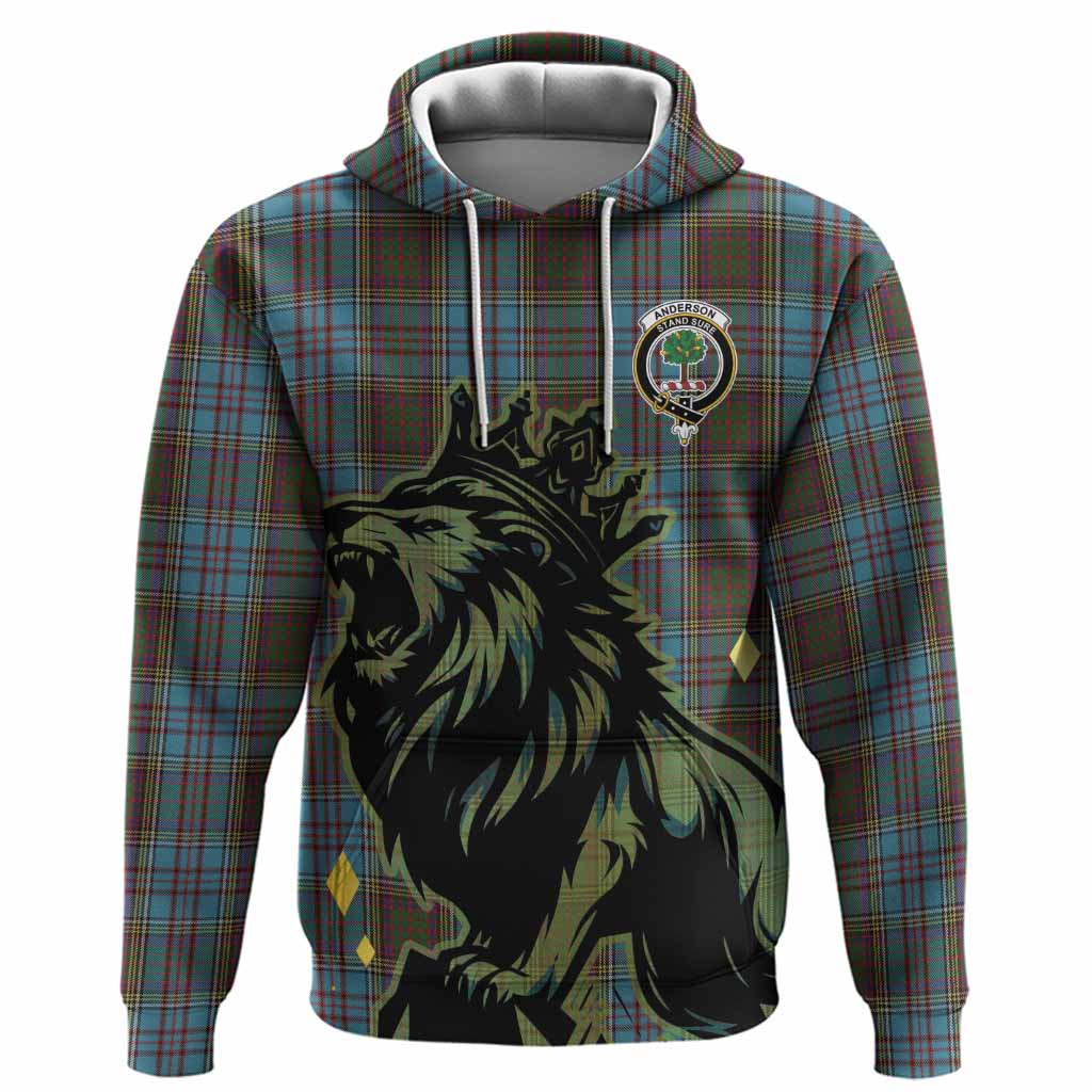 Anderson Tartan Family Crest Hoodie Crowned Lion Roaring