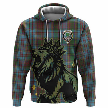 Anderson Tartan Family Crest Hoodie Crowned Lion Roaring