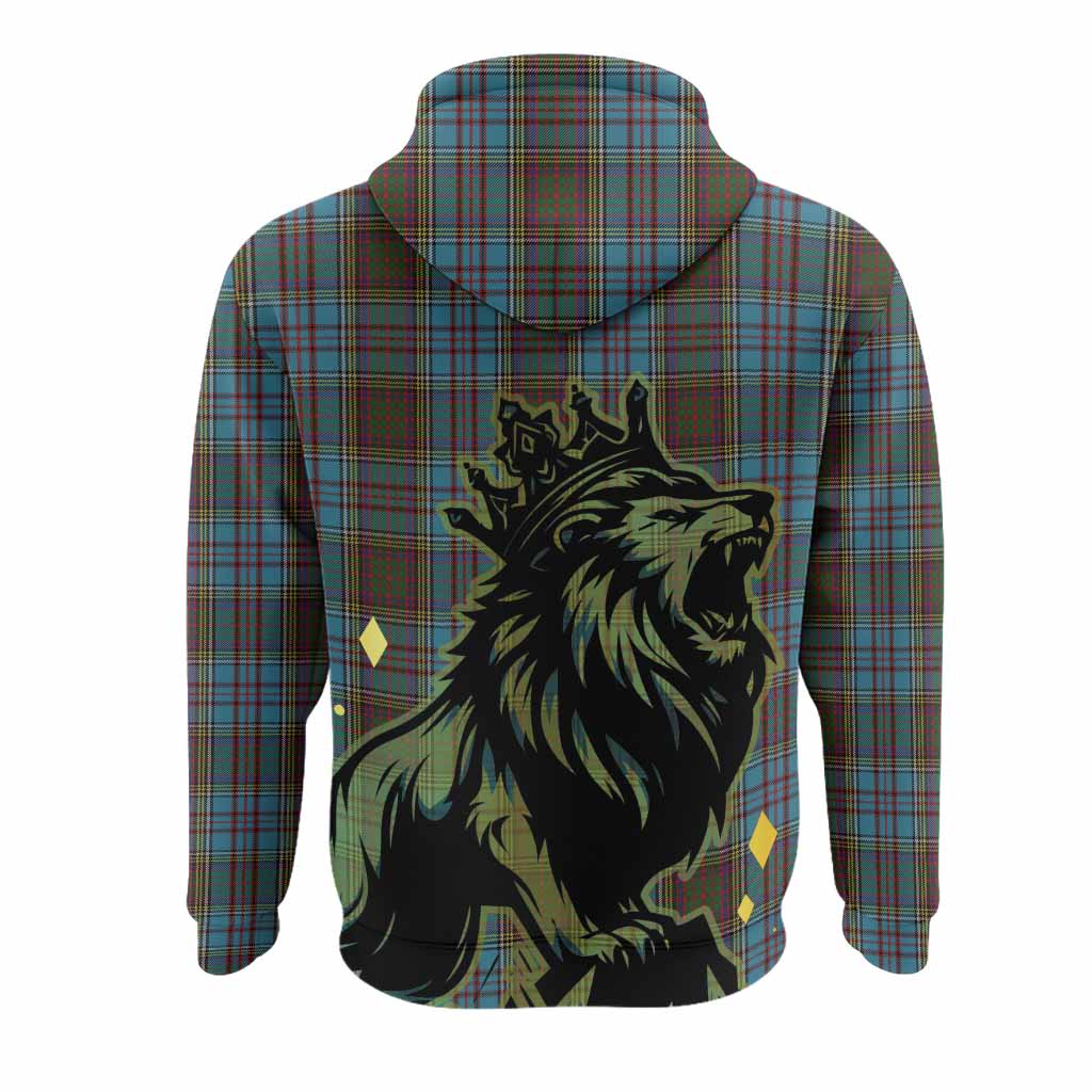 Anderson Tartan Family Crest Hoodie Crowned Lion Roaring