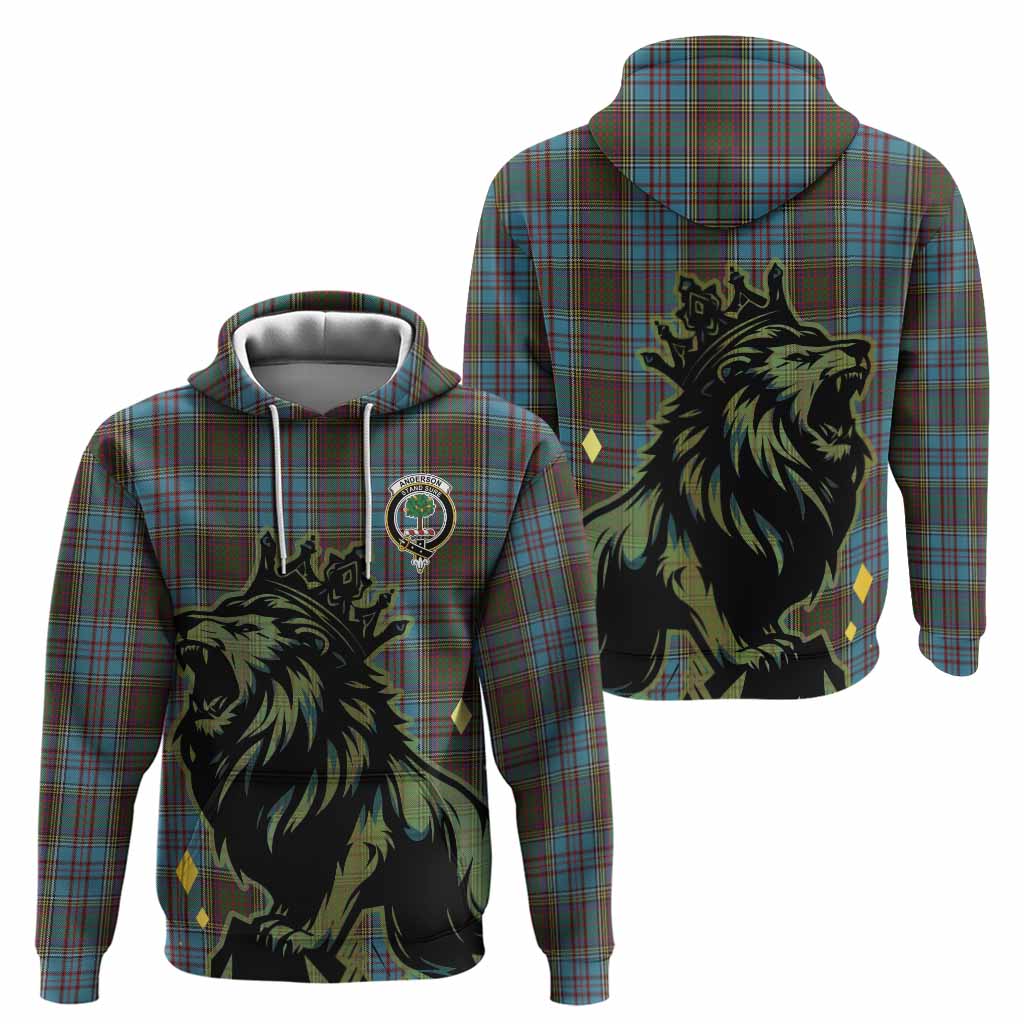Anderson Tartan Family Crest Hoodie Crowned Lion Roaring