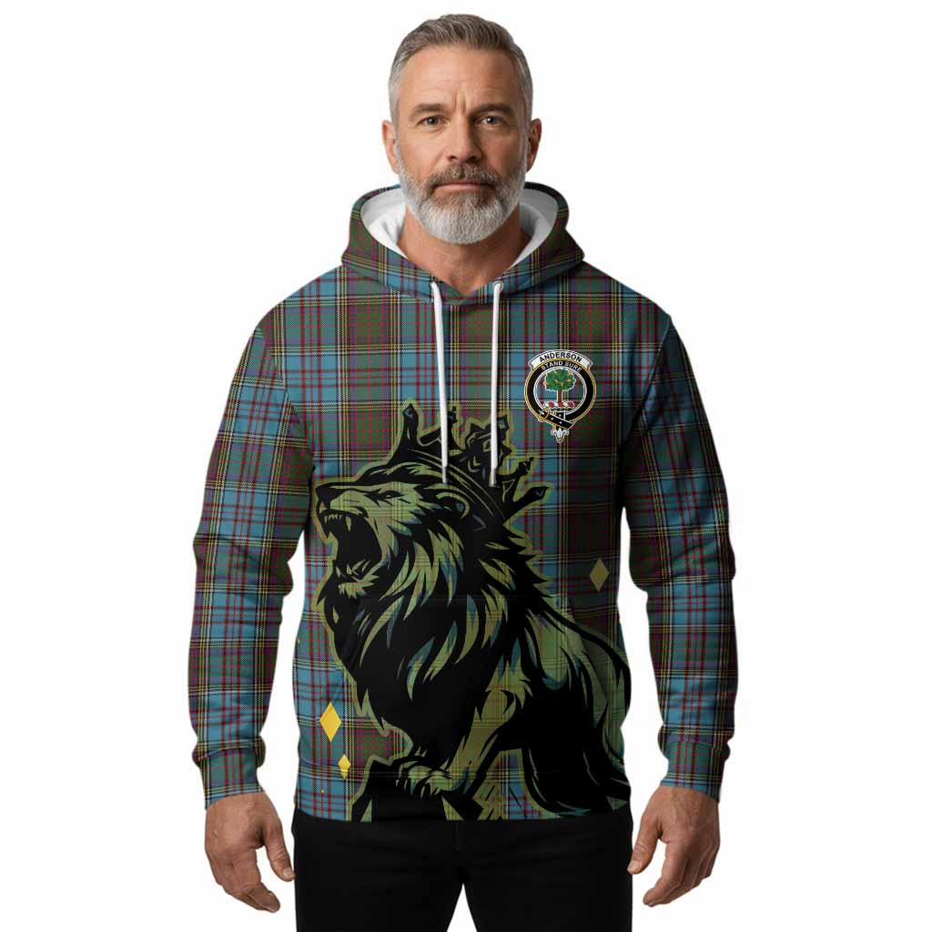 Anderson Tartan Family Crest Hoodie Crowned Lion Roaring
