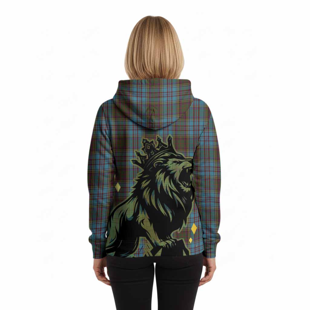 Anderson Tartan Family Crest Hoodie Crowned Lion Roaring