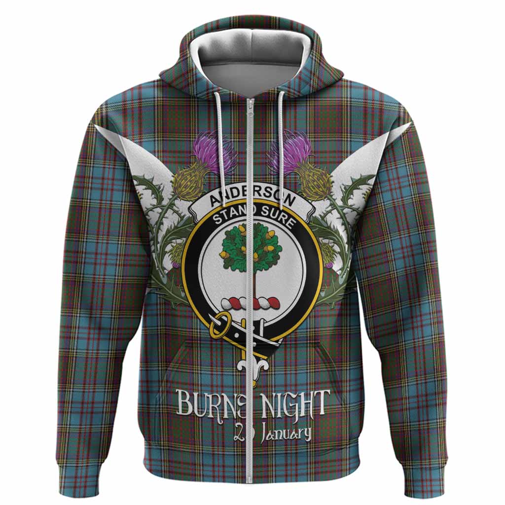 Anderson Tartan Family Crest Hoodie Scottish Burns Night Thistle Floral