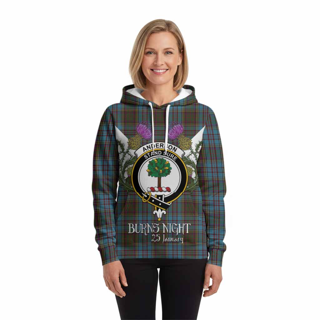 Anderson Tartan Family Crest Hoodie Scottish Burns Night Thistle Floral