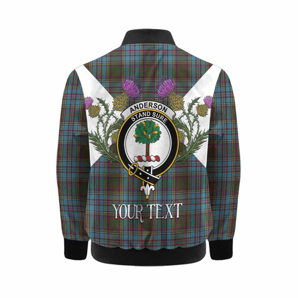 Anderson Tartan Family Crest Kid Bomber Jacket Scottish Burns Night Thistle Floral