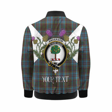 Anderson Tartan Family Crest Kid Bomber Jacket Scottish Burns Night Thistle Floral