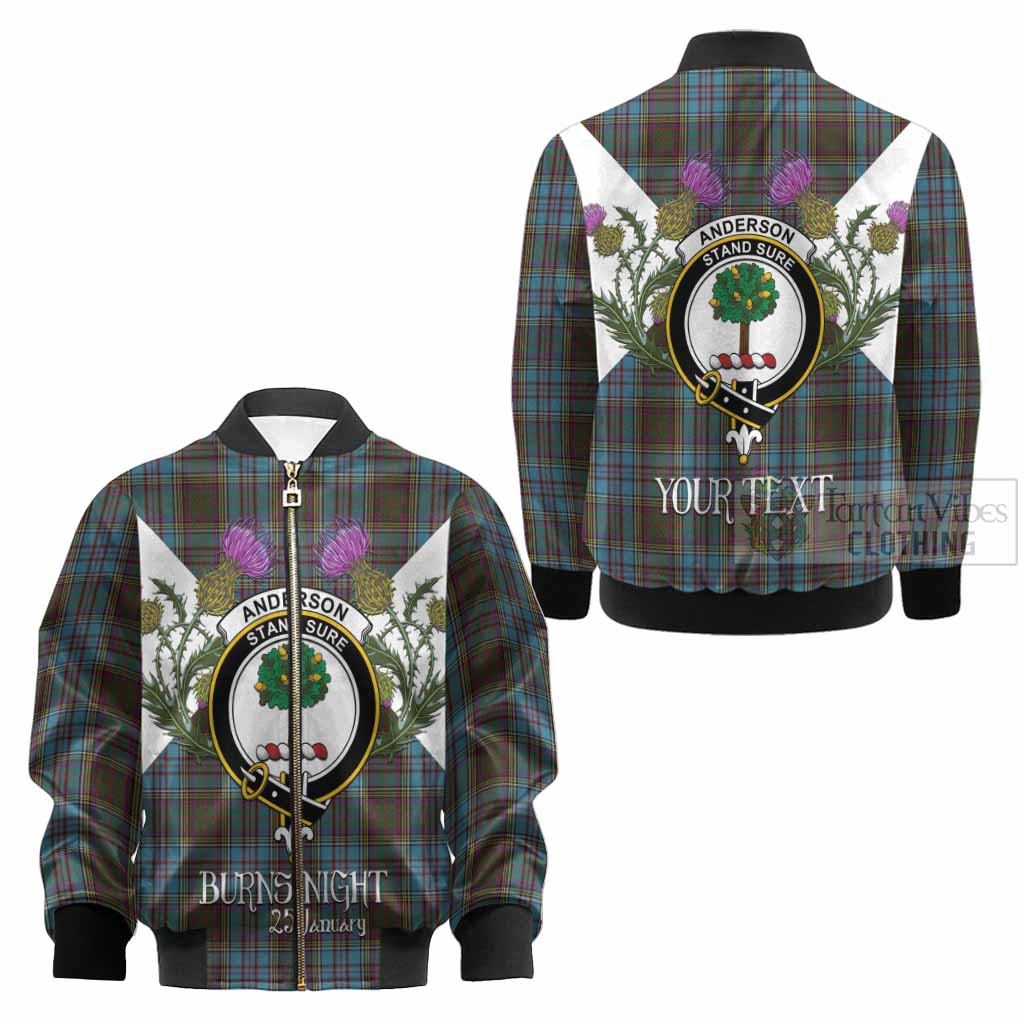Anderson Tartan Family Crest Kid Bomber Jacket Scottish Burns Night Thistle Floral