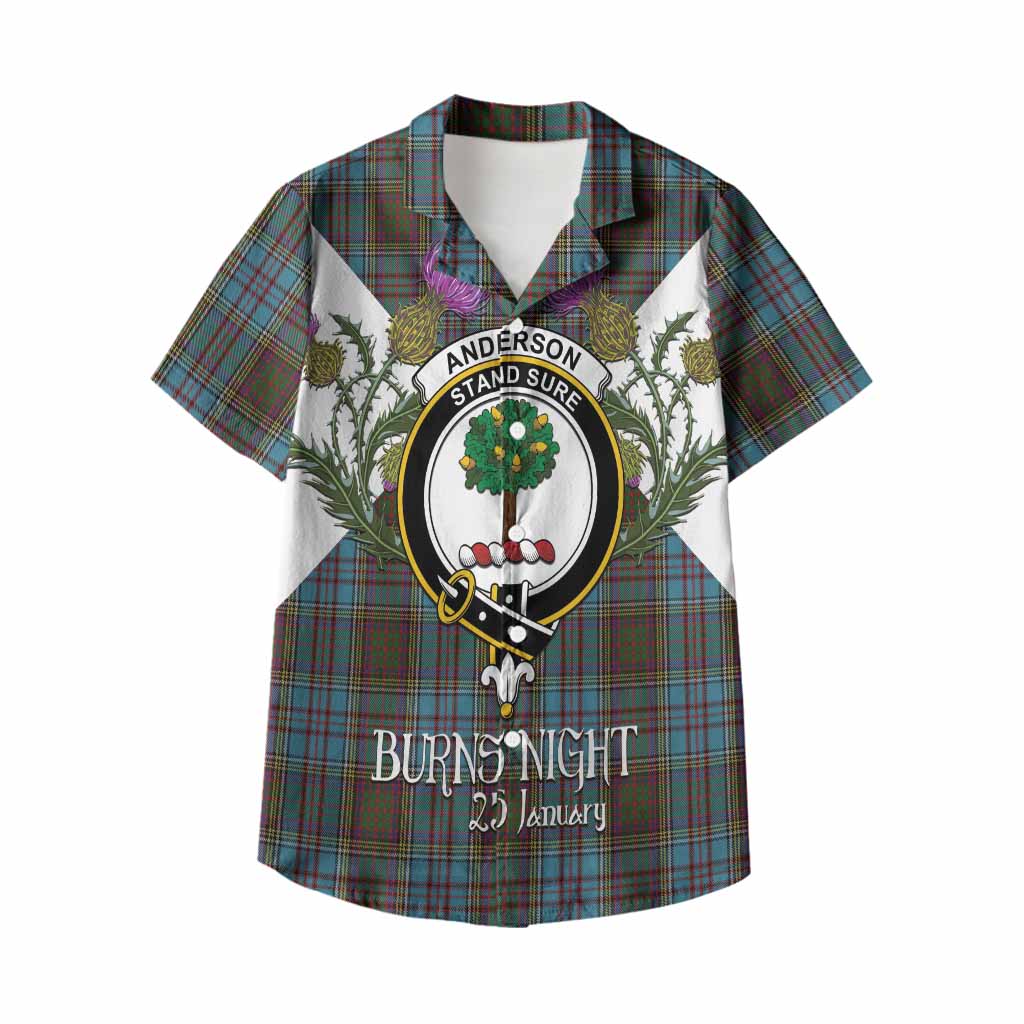 Anderson Tartan Family Crest Kid Hawaiian Shirt Scottish Burns Night Thistle Floral