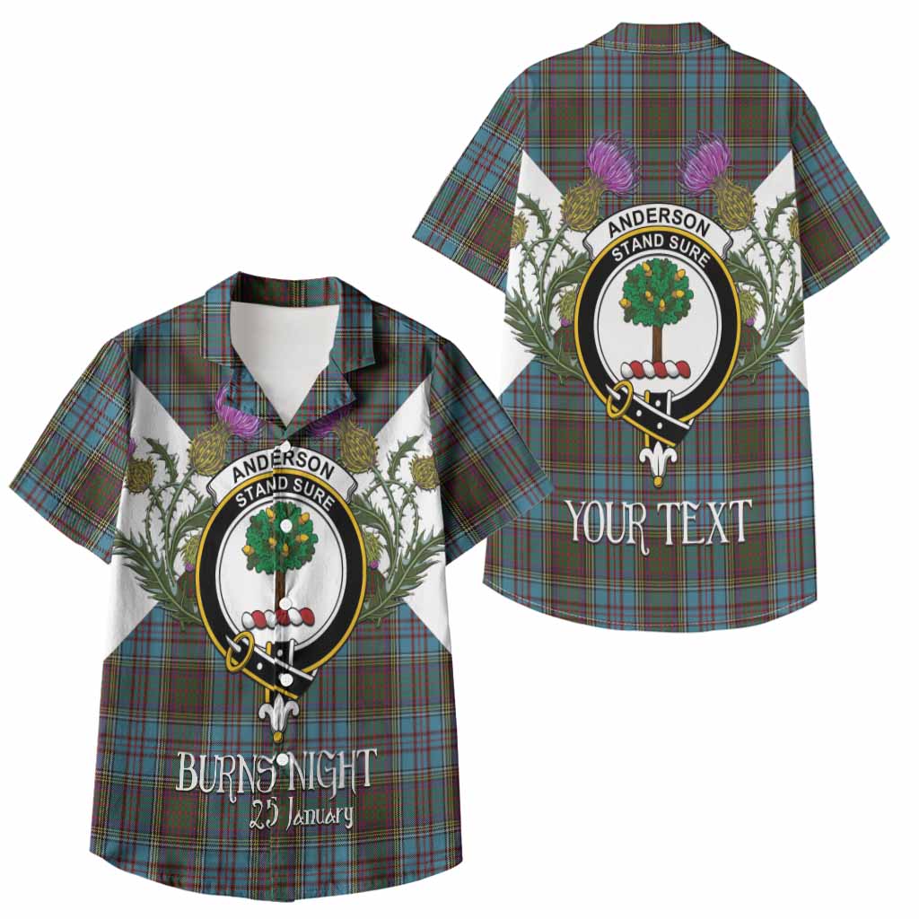 Anderson Tartan Family Crest Kid Hawaiian Shirt Scottish Burns Night Thistle Floral