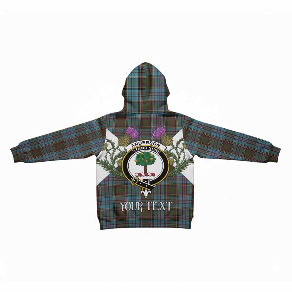 Anderson Tartan Family Crest Kid Hoodie Scottish Burns Night Thistle Floral