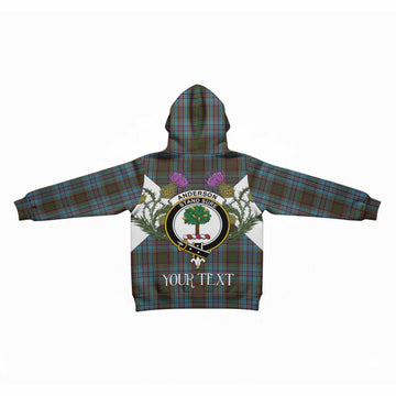 Anderson Tartan Family Crest Kid Hoodie Scottish Burns Night Thistle Floral