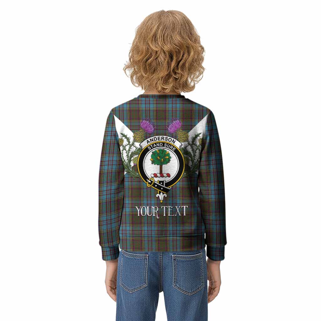 Anderson Tartan Family Crest Kid Knitted Sweatshirt Scottish Burns Night Thistle Floral