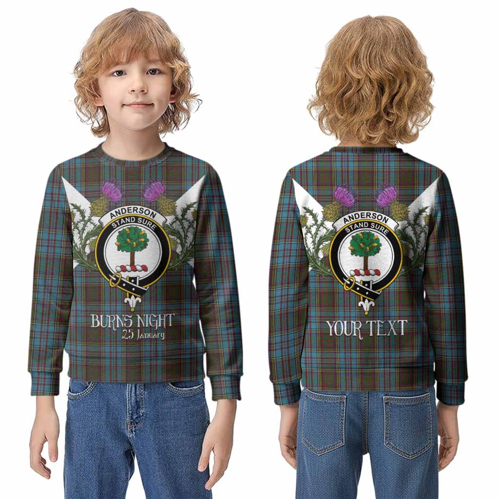 Anderson Tartan Family Crest Kid Knitted Sweatshirt Scottish Burns Night Thistle Floral