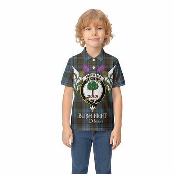 Anderson Tartan Family Crest Kid Polo Shirt Scottish Burns Night Thistle Floral