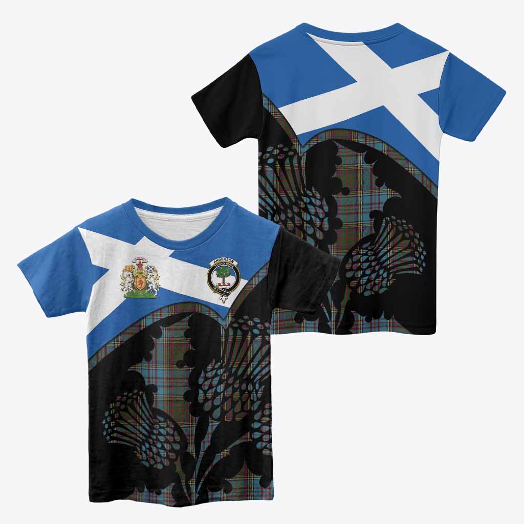 Anderson Tartan Family Crest Kid T-shirt Scotland Thistle Floral Flag Style