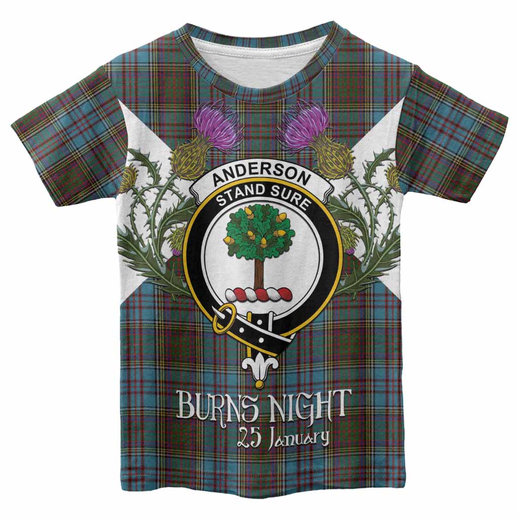 Anderson Tartan Family Crest Kid T-shirt Scottish Burns Night Thistle Floral