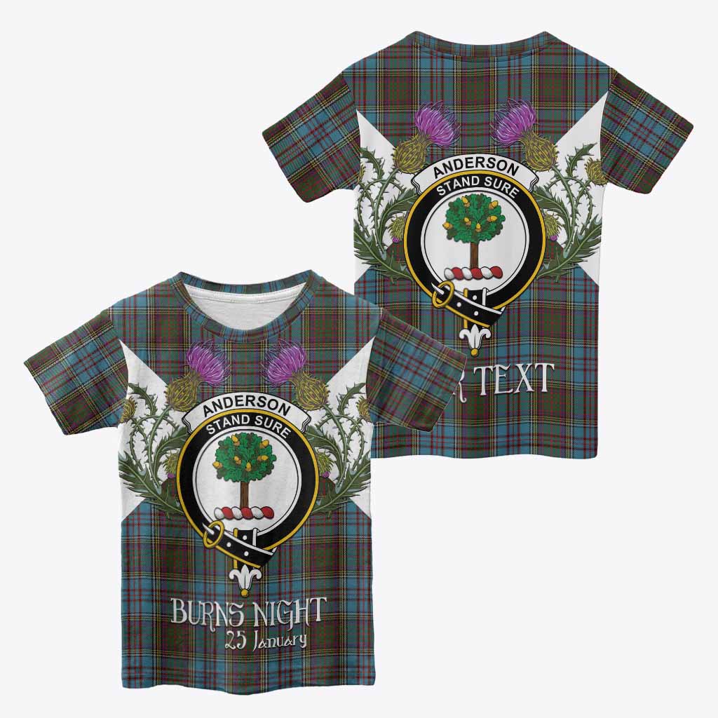 Anderson Tartan Family Crest Kid T-shirt Scottish Burns Night Thistle Floral